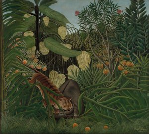 Bir Kaplan ve Bir Bufalo arasındaki savaş by Henri Rousseau