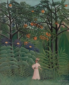 egzotik bir ormanda yürüyen kadın by Henri Rousseau