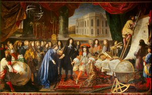 Colbert, Kraliyet Bilimler Akademisi Üyelerini 1667'de Louis XIV'e Sunuyor (tuval üzerine yağlı boya)