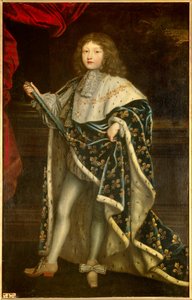 Louis XIV çocuğunun (1638 - 1715) kutsal kostümlü portresi. Henri Testelin tarafından yapılan boyama (1616 - 1695)