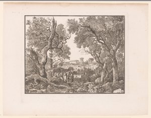 Arka planda bir şehir olan manzara by Henri Thomann