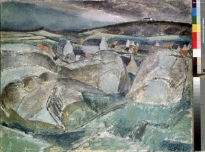 Kayaların arasında köy. Henri Victor Gabriel Le Fauconnier