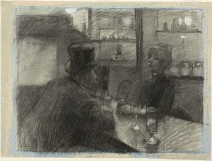 Bar of the Cafe of the rue de Rome, c.1886 (mavi dokuma kağıt üzerine karakalem ve beyaz tebeşir)