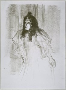 İki figür ve bir piyano ile May Belfort (May Egan) portresi Bayan May Belfort (orijinal başlık) by Henri de Toulouse Lautrec (signed by artist)