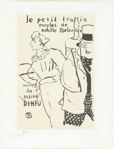 Koşan bir kız olarak kadın ve şapkalı bir adam Le petit troittin by Henri de Toulouse Lautrec (signed by artist)