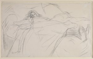 Yatakta, yaklaşık 1896 by Henri de Toulouse Lautrec