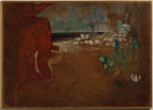"Terracotta arabası" için Hint dekorasyonu, Çalışma tiyatrosu için dekorasyon modeli, 1894 by Henri de Toulouse Lautrec