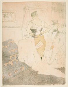 Femme en korse, conqu?te de pasaj (Korse Bağlayan Kadın, Fetih Geçmek), Elles serisinden by Henri de Toulouse Lautrec