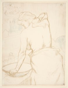 Femme qui se lave, la toilette (Kadın Tuvalette, Kendini Yıkanıyor), Elles dizisinden by Henri de Toulouse Lautrec