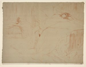 Femme sur le dos, lassitude (Sırtüstü Yatan Kadın, Yorgunluk), Elles dizisinden by Henri de Toulouse Lautrec