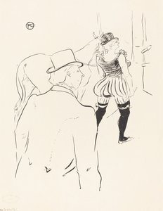 Delilerin Kanatlarında-Bergere: Bayan Lona Barrison, Menajeri ve Kocasıyla, 1895. by Henri de Toulouse Lautrec