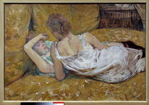 Les deux friendies Yatakta yatan genç kadınlar - Resim Henri de Toulouse Lautrec (1864-1901) 1895 Koleksiyon privee - The iki arkadaş - Tablo Henri de Toulouse Lautrec (1864-1901) tarafından by Henri de Toulouse Lautrec