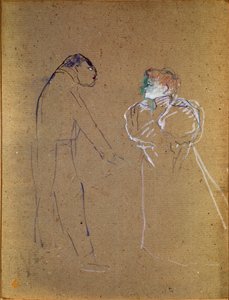 Lucien Germain Guitry (1860-1925) ve Jeanne Granier. Çizim Henri de Toulouse-Lautrec (Toulouse Lautrec) by Henri de Toulouse Lautrec