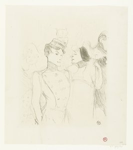 Théâtre des Variétés Lender et Lavallière'de en revüde Portret van aktrisleri Marcelle Lender ve Eve Lavallière by Henri de Toulouse Lautrec