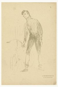Bisikletçi Albert Zimmerman ve bisikletinin portresi Zimmerman ve sa makinesi (nesne üzerindeki başlık) by Henri de Toulouse Lautrec