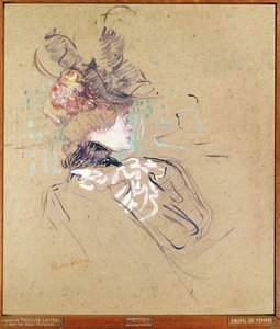 Bir kadın profili, 1896 (karttaki yağlı boya) by Henri de Toulouse Lautrec