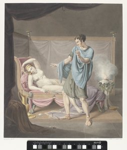 Bir şezlongda kadınla ayakta duran bir adamla klasik performans by Henricus Franciscus Wiertz