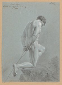 Diz çökmüş çıplak erkek, yandan görünüm (1. ödül 1809) by Henricus Franciscus Wiertz
