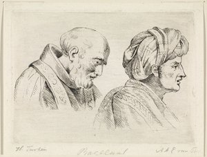 Rahip ve türbanlı bir adam by Henricus Turken