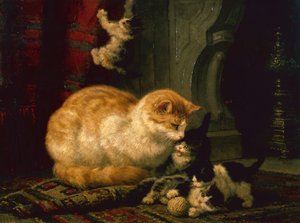 Kittens at Play (panelde yağlı)