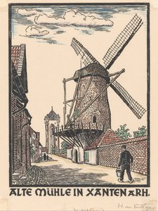 Xanten'de yel değirmeni by Henriëtte van Hove (signed by artist)