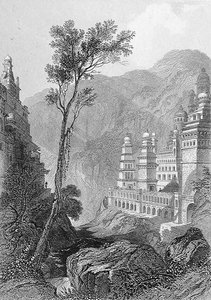Jain Tapınakları, Muktagerri, Finden tarafından oyulmuş, A. Fullarton & Co. tarafından yayınlanan 
