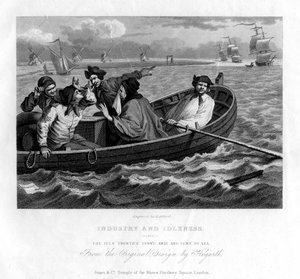 Aylak çırak döndü ve denize gönderildi, Sanayi ve Aylaklık, 1833 levhası. by Henry Adlard