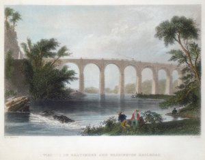 Baltimore ve Washington Demiryolundaki Viyadük, c1838 by Henry Adlard