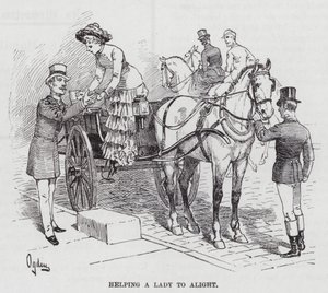 Bir Hanımın İnmesine Yardım Etmek (gravür) by Henry Alexander (after) Ogden