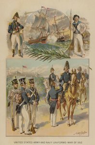 Birleşik Devletler Ordusu ve Donanma üniformaları - 1812 Savaşı (chromolitho)