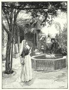 Şam'da bir evin avlusu (litho) by Henry Andrew Harper