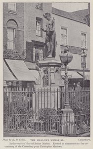 Oyun yazarı ve şair Christopher Marlowe Anıtı, Buttermarket, Canterbury, Kent (s/b fotoğraf) by Henry Beauchamp Collis