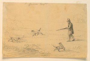 Üç Köpekli Bir Beyefendinin Çalışması, Avcılık by Henry Bernard Chalon
