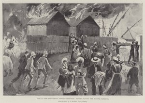 Modykhana Veba Hastanesinde Yangın, Yerli Hastaları Kurtaran Hemşireler by Henry Charles Seppings Wright