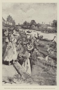 Henley Regatta, Diamond Sculls için Final Heat (Ten Eyck - Blackstaffe), Grosvenor Club Muhafazasından görüntülendi