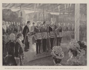 Connaught Dükü, 12 Mayıs'ta Bushey'de Kraliyet Masonik Erkek Çocukları Enstitüsü'nün Yeni Okullarının Temel Taşını Döşüyor by Henry Charles Seppings Wright