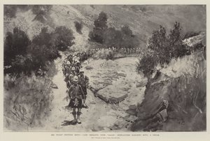 The Indian Frontier Rising, Camp Sheranni, Tochi Valley, Highlanders bir Defile'de yürüyor by Henry Charles Seppings Wright