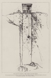 İki Yol yukarı Meteora, Merdiven ve Sepet by Henry Charles Seppings Wright