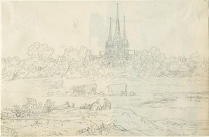 Lichfield Katedrali - Doğu Görünümü: kalem ve mürekkep çizimi, 20 Haz [c 1820] (çizim)