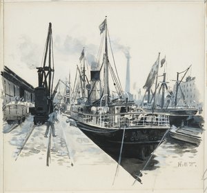 Pomona Dock'ta Yükleme by Henry Edward Tidmarsh
