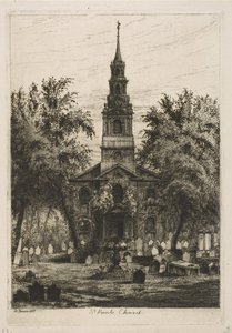 St. Pauls Şapeli, New York, Eski New York Manzaralarından, 1877. by Henry Farrer