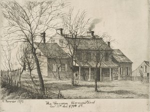 Harsen Homestead, 10th Avenue Köşesi ve Eski New York Sahnelerinden 70. Cadde, 1876. by Henry Farrer