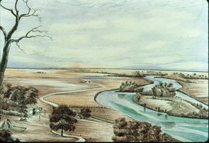 Illinois Nehri üzerindeki Taverna, 1842 (kağıt üzerinde wc)