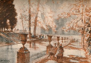 Lüksemburg Paris ağaçları ve çocukları sever., c1927, 1927