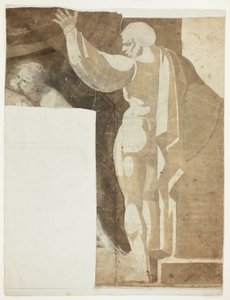 Erkek Figürü, Sol Kolu Kalkmış, Arkadan Görünüyor ve Yaşlı Adam Parçası by Johann Heinrich Füssli