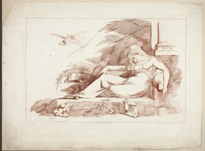 Aşk tanrısı ile uyuyan kadın by Johann Heinrich Füssli