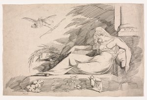 Aşk tanrısı ile uyuyan kadın by Johann Heinrich Füssli