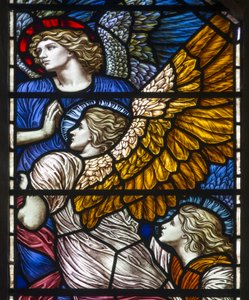 Buckland, St Mary, James Powell & Sons, Henry Holiday, The Barcote Chapel, Övgü Melekler, 1889 by Henry Holiday