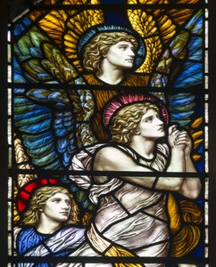 Buckland, St Mary, James Powell & Sons, Henry Holiday, The Barcote Chapel, Övgü Melekler, 1889 by Henry Holiday