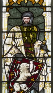 Cambridge, Trinity College, Heaton Butler & Bayne, Henry Holiday, Simon de Montfort, 1870, adapted from Carl Almquist by Henry Holiday